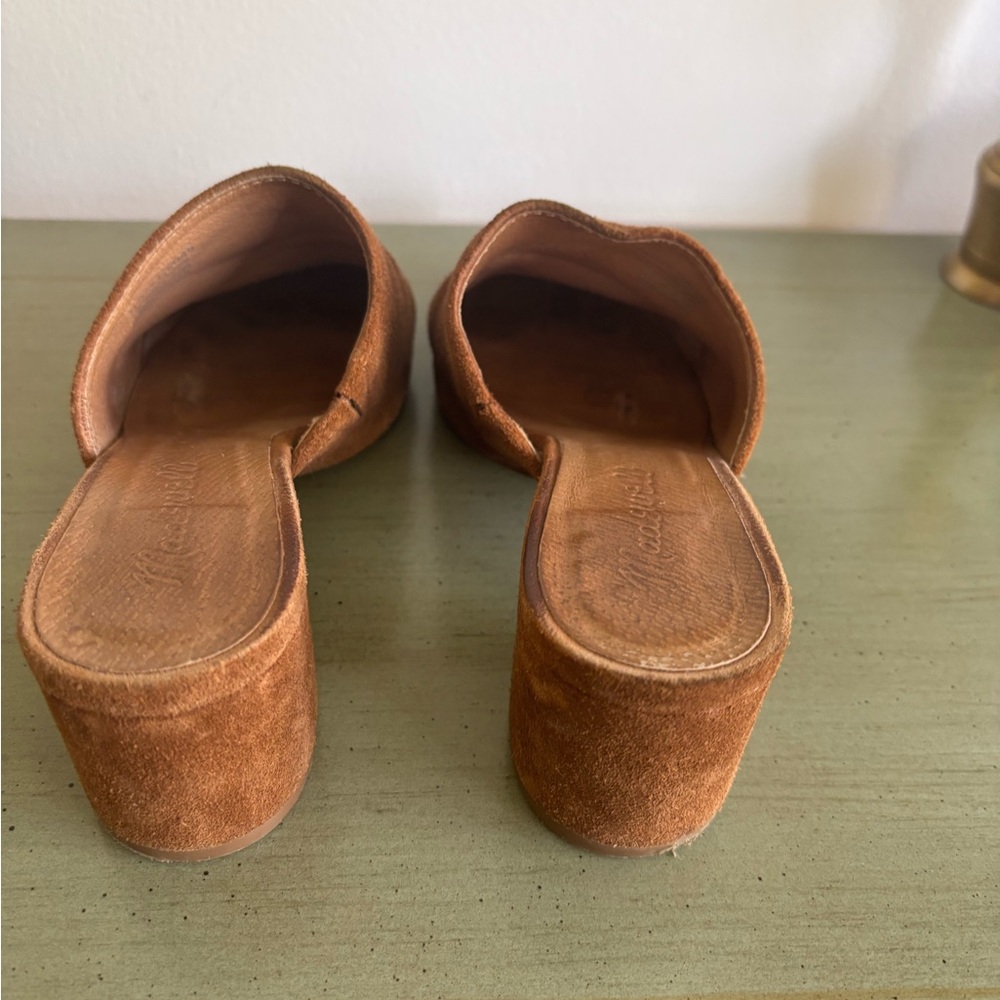 Madewell Suede Mule Heels in Cognac Brown - Women's Slip-On Block Heel - Picture 6 of 7